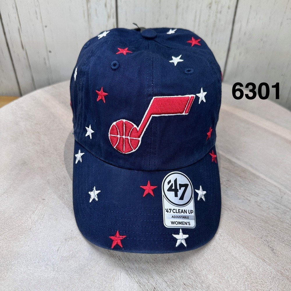 47 Brand Utah Jazz Women's Clean Up Hat Navy Blue Star Confetti Adjustable Cap